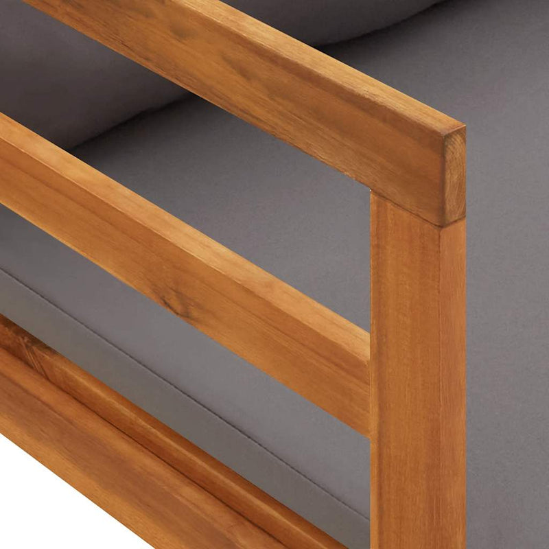 vidaXL sötétszürke tömör akácfa napozóágy 1 karfával