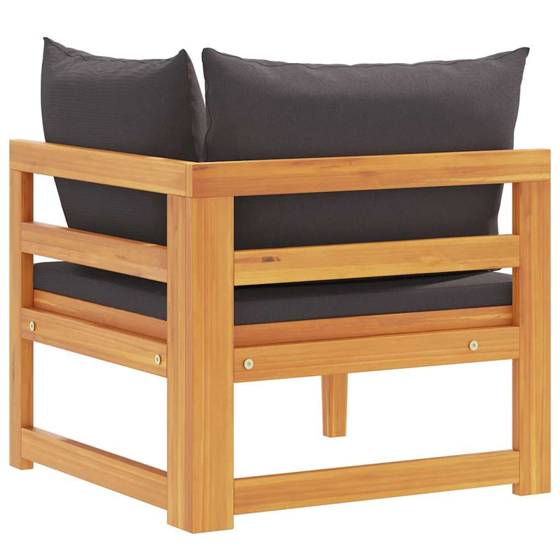 vidaXL tömör akácfa sarokkanapé sötétszürke párnákkal