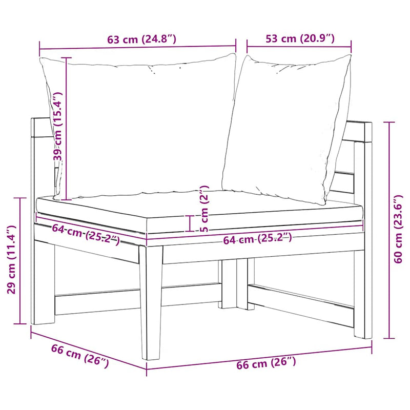 vidaXL tömör akácfa sarokkanapé sötétszürke párnákkal