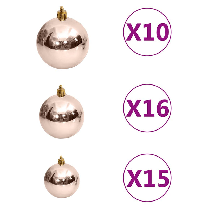 vidaXL 120 részes rózsaarany karácsonyi gömbszett csúccsal + 300 LED