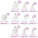 vidaXL 100 darabos fehér karácsonyi gömbkészlet