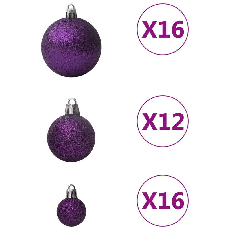 vidaXL 100 darabos lila karácsonyi gömbkészlet