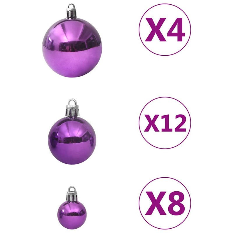 vidaXL 100 darabos lila karácsonyi gömbkészlet