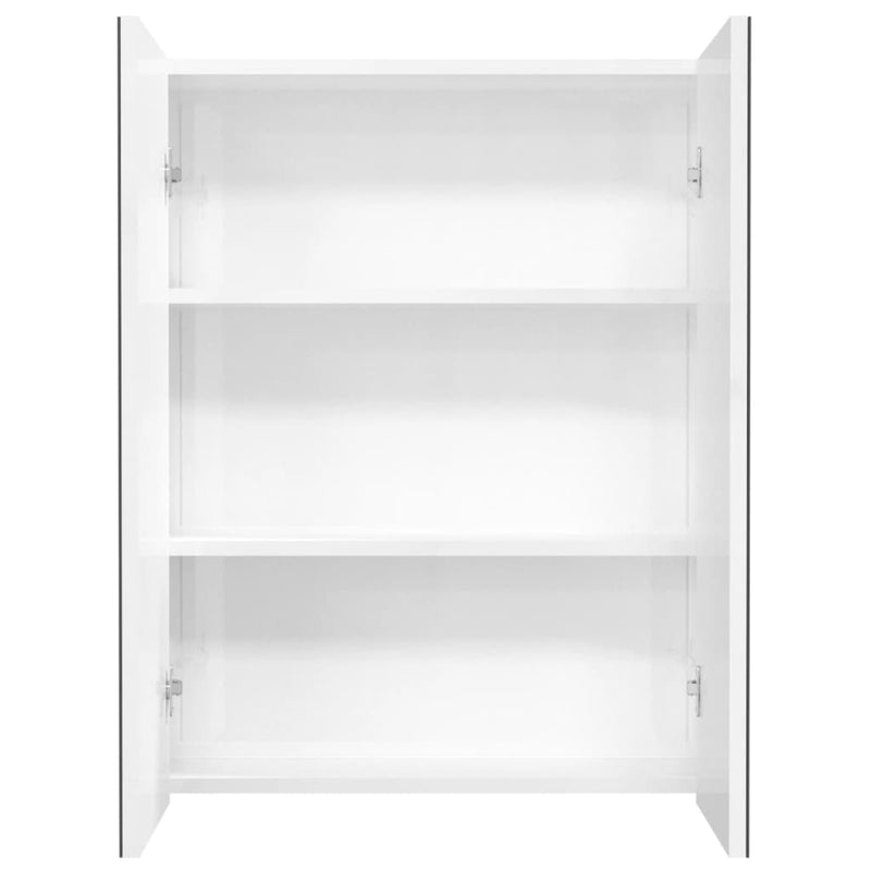 vidaXL fényes fehér MDF tükrös fürdőszobaszekrény 60 x 15 x 75 cm