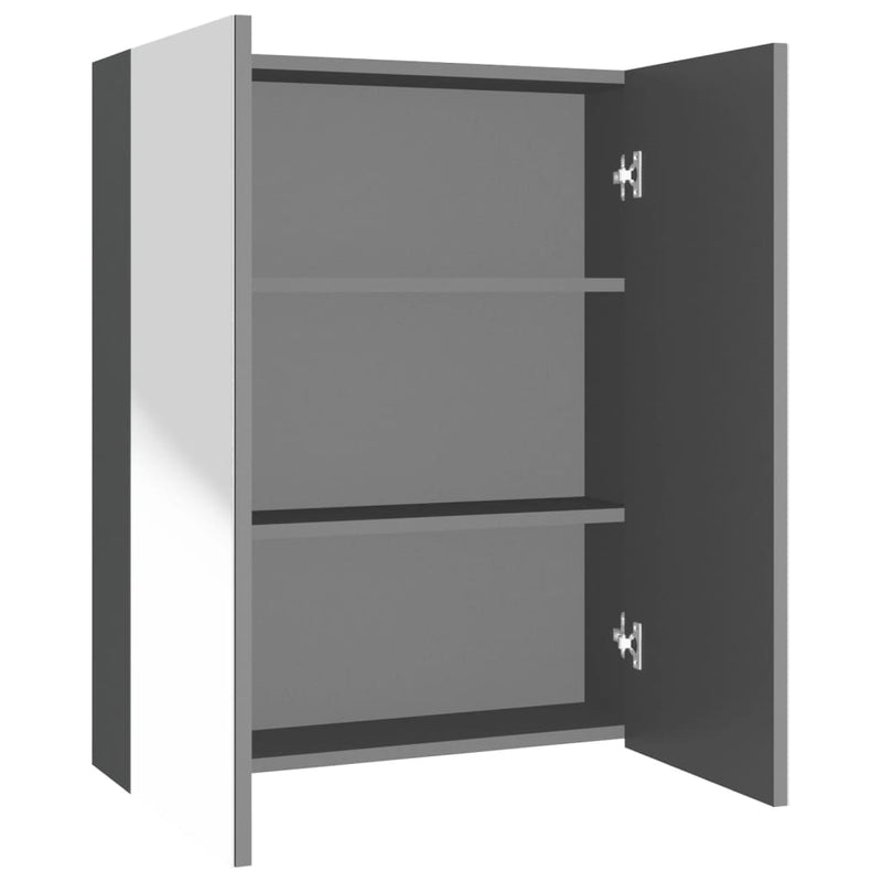 vidaXL antracitszürke MDF tükrös fürdőszobaszekrény 60 x 15 x 75 cm