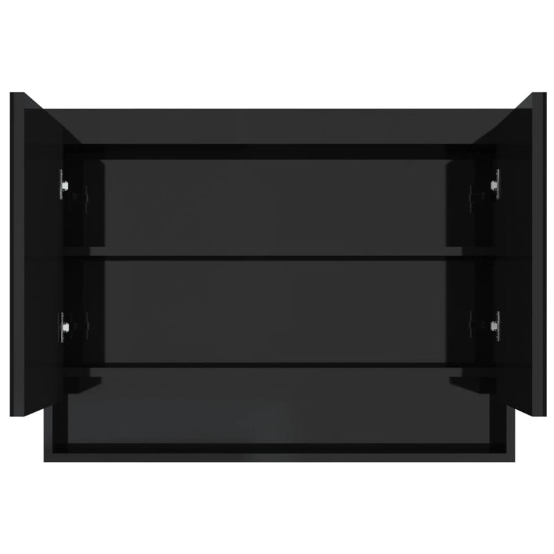vidaXL fényes fekete MDF tükrös fürdőszobaszekrény 80 x 15 x 60 cm