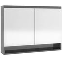 vidaXL fényes szürke MDF tükrös fürdőszobaszekrény 80 x 15 x 60 cm