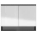 vidaXL fényes szürke MDF tükrös fürdőszobaszekrény 80 x 15 x 60 cm