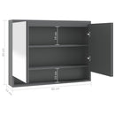 vidaXL fényes szürke MDF tükrös fürdőszobaszekrény 80 x 15 x 60 cm