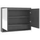 vidaXL szürke MDF tükrös fürdőszobaszekrény 80 x 15 x 60 cm