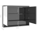 vidaXL szürke MDF tükrös fürdőszobaszekrény 80 x 15 x 60 cm