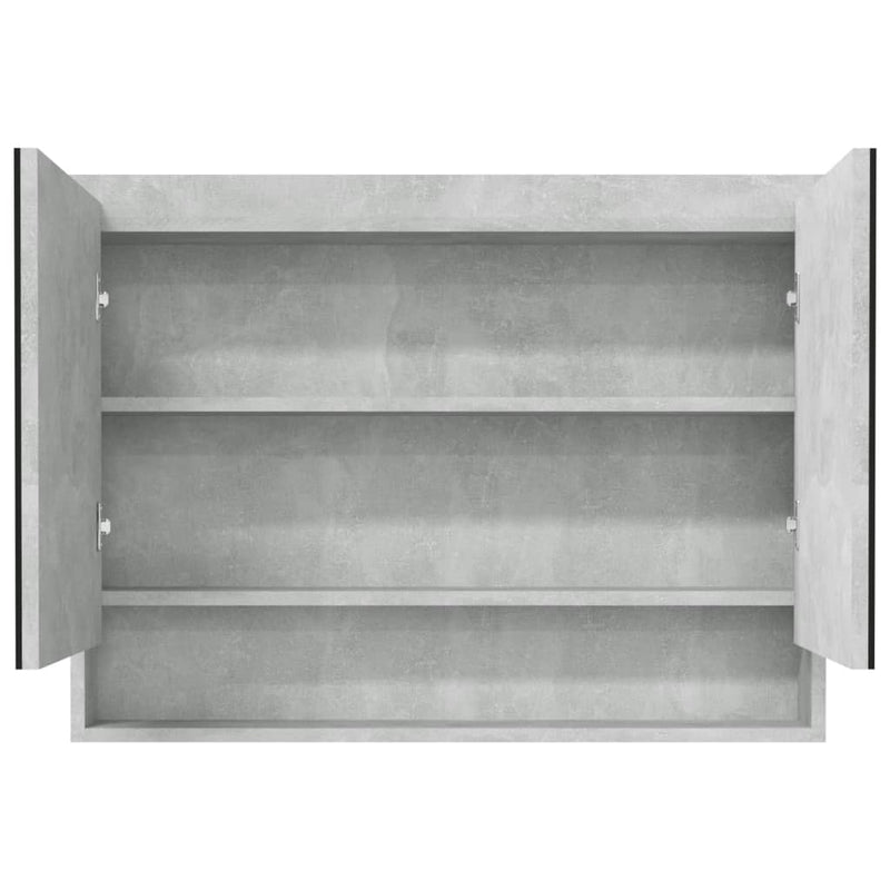 vidaXL betonszürke MDF tükrös fürdőszobaszekrény 80 x 15 x 60 cm