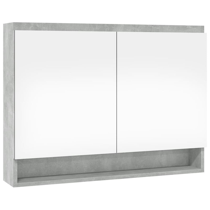 vidaXL betonszürke MDF tükrös fürdőszobaszekrény 80 x 15 x 60 cm