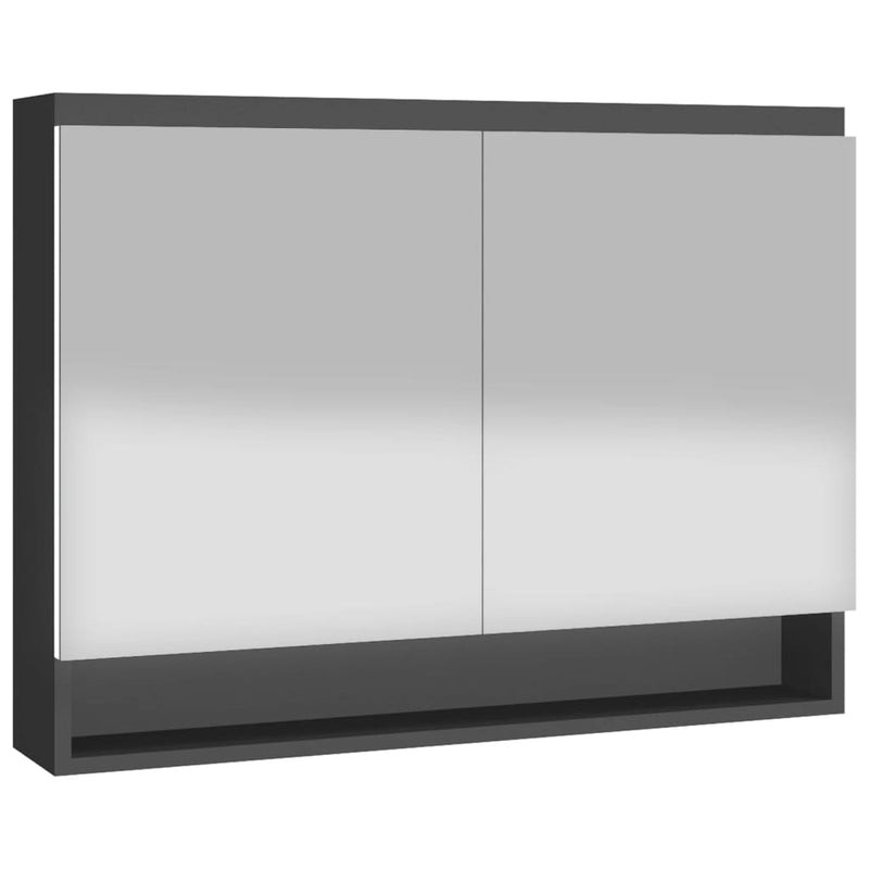 vidaXL antracitszürke MDF tükrös fürdőszobaszekrény 80 x 15 x 60 cm