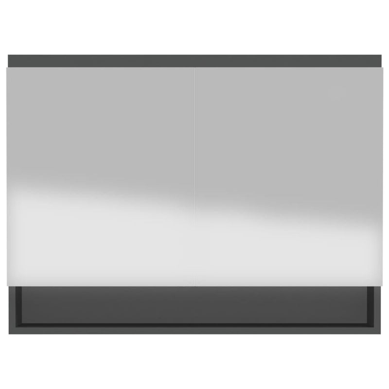 vidaXL antracitszürke MDF tükrös fürdőszobaszekrény 80 x 15 x 60 cm