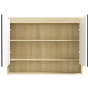 vidaXL fényes és tölgy MDF tükrös fürdőszobaszekrény 80 x 15 x 60 cm