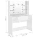 vidaXL fehér LED-es MDF sminkasztal 100 x 40 x 135 cm
