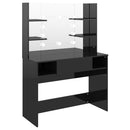 vidaXL fényes fekete LED-es MDF sminkasztal 100 x 40 x 135 cm