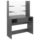 vidaXL fényes szürke LED-es MDF sminkasztal 100 x 40 x 135 cm