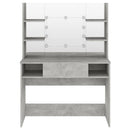 vidaXL betonszürke LED-es MDF sminkasztal 100 x 40 x 135 cm