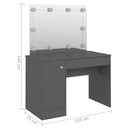 vidaXL szürke LED-es MDF sminkasztal 110 x 55 x 145 cm