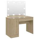vidaXL tölgyszínű LED-es MDF sminkasztal 110 x 55 x 145 cm