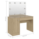 vidaXL tölgyszínű LED-es MDF sminkasztal 110 x 55 x 145 cm