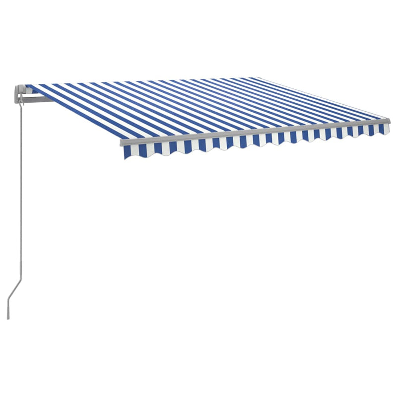 vidaXL kék és fehér kézzel kihúzható LED-es napellenző 300 x 250 cm