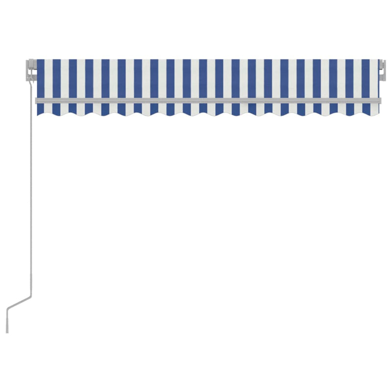 vidaXL kék és fehér kézzel kihúzható LED-es napellenző 300 x 250 cm