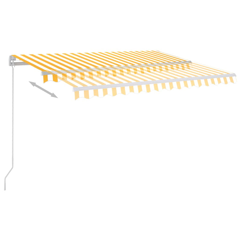 vidaXL sárga és fehér kézzel kihúzható LED-es napellenző 300 x 250 cm