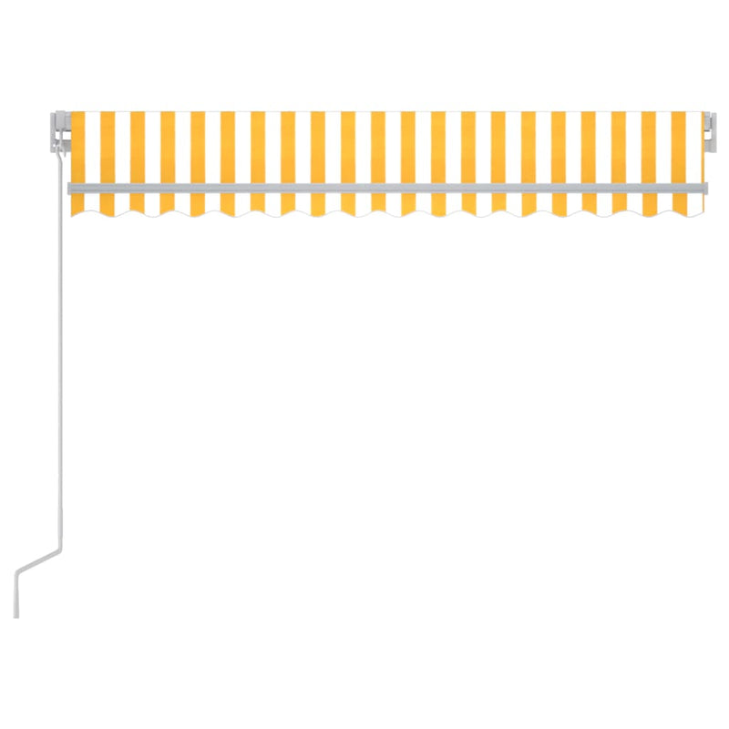 vidaXL sárga és fehér kézzel kihúzható LED-es napellenző 300 x 250 cm
