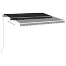 vidaXL antracitszürke kézzel kihúzható LED-es napellenző 300 x 250 cm