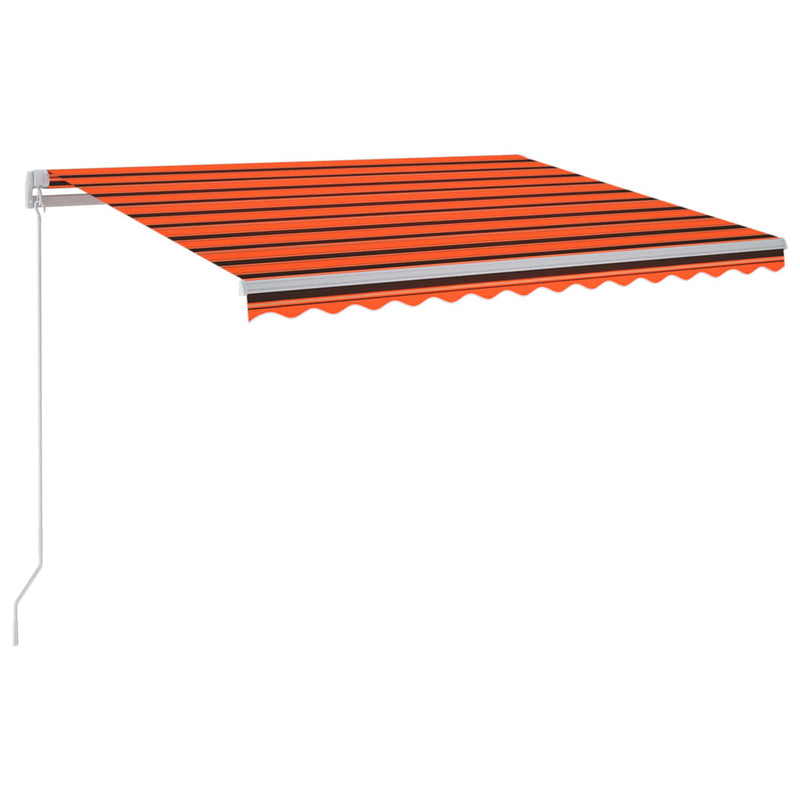 vidaXL narancs és barna kézzel kihúzható LED-es napellenző 300x250 cm