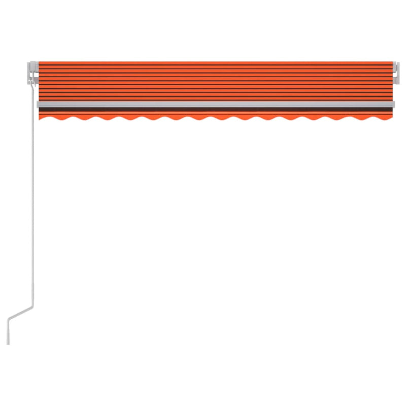 vidaXL narancs és barna kézzel kihúzható LED-es napellenző 300x250 cm