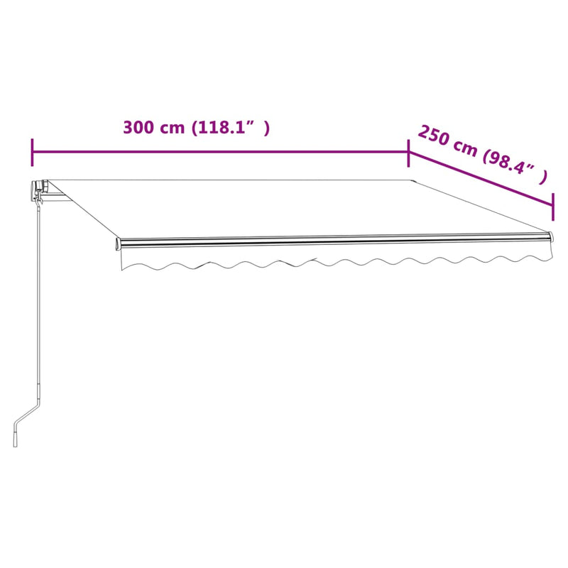 vidaXL kék és fehér automata napellenző 300 x 250 cm