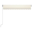 vidaXL krémszínű kézzel kihúzható LED-es napellenző 350 x 250 cm