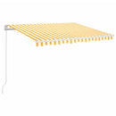 vidaXL sárga és fehér kézzel kihúzható LED-es napellenző 350 x 250 cm
