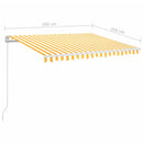 vidaXL sárga és fehér kézzel kihúzható LED-es napellenző 350 x 250 cm