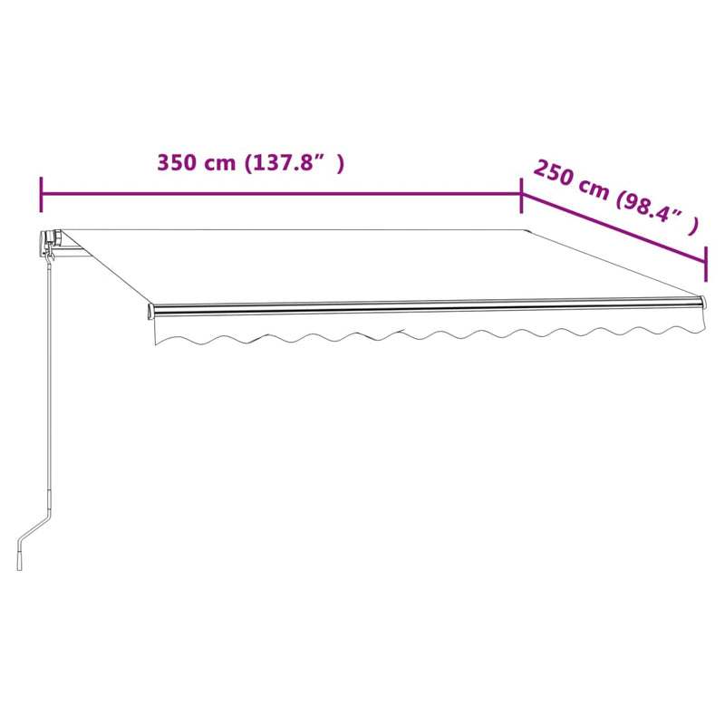 vidaXL sárga és fehér automata napellenző 350 x 250 cm