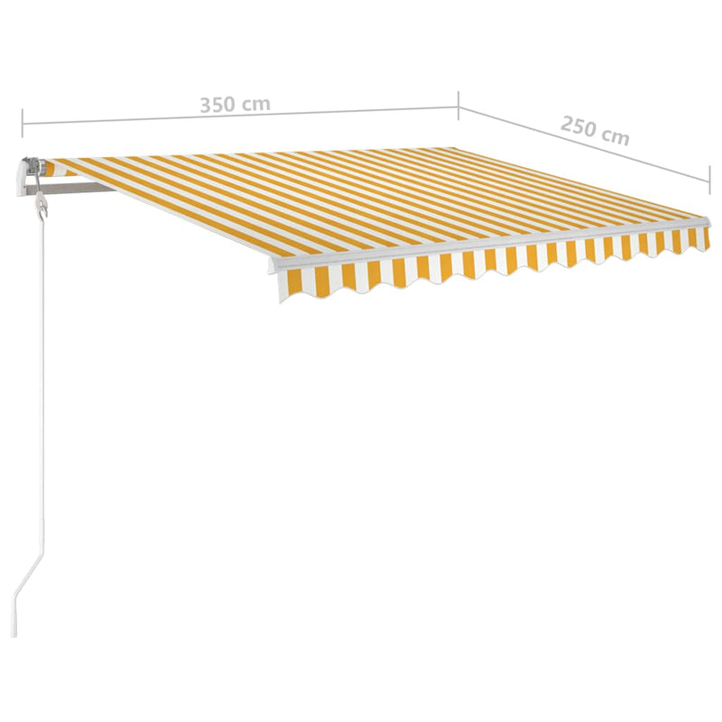 vidaXL sárga-fehér szélérzékelős és LED-es napellenző 350 x 250 cm