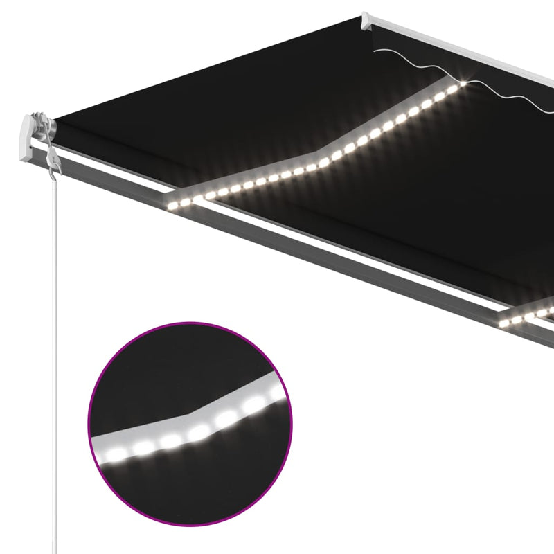 vidaXL antracitszürke szélérzékelős és LED-es napellenző 350 x 250 cm