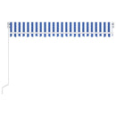 vidaXL kék és fehér kézzel kihúzható LED-es napellenző 400 x 300 cm