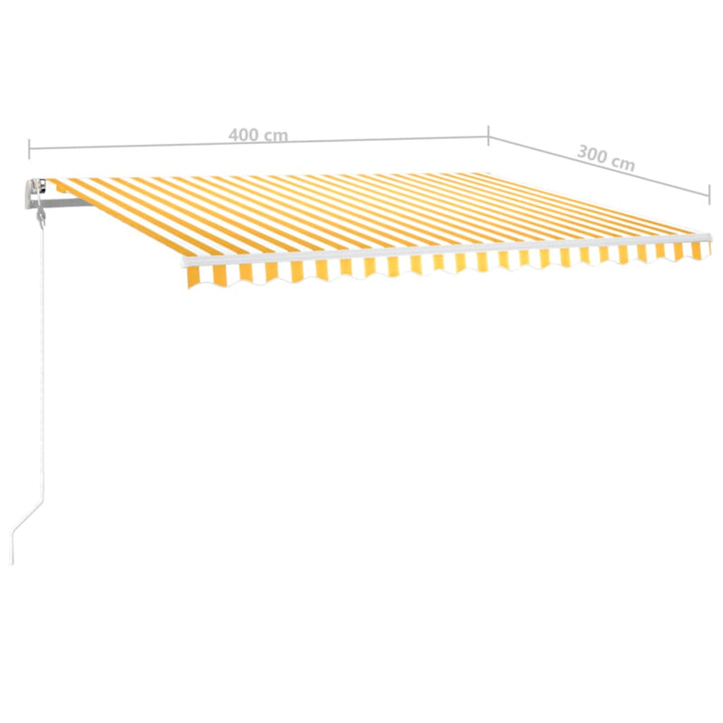 vidaXL sárga-fehér szélérzékelős és LED-es napellenző 400x300 cm