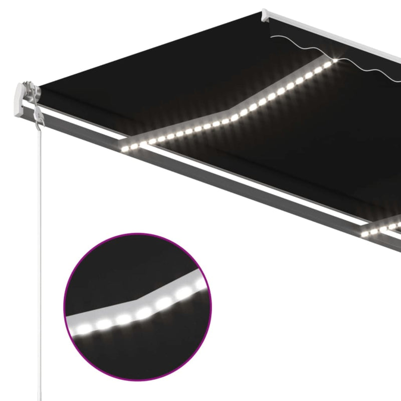 vidaXL antracitszürke szélérzékelős és LED-es napellenző 400x300 cm