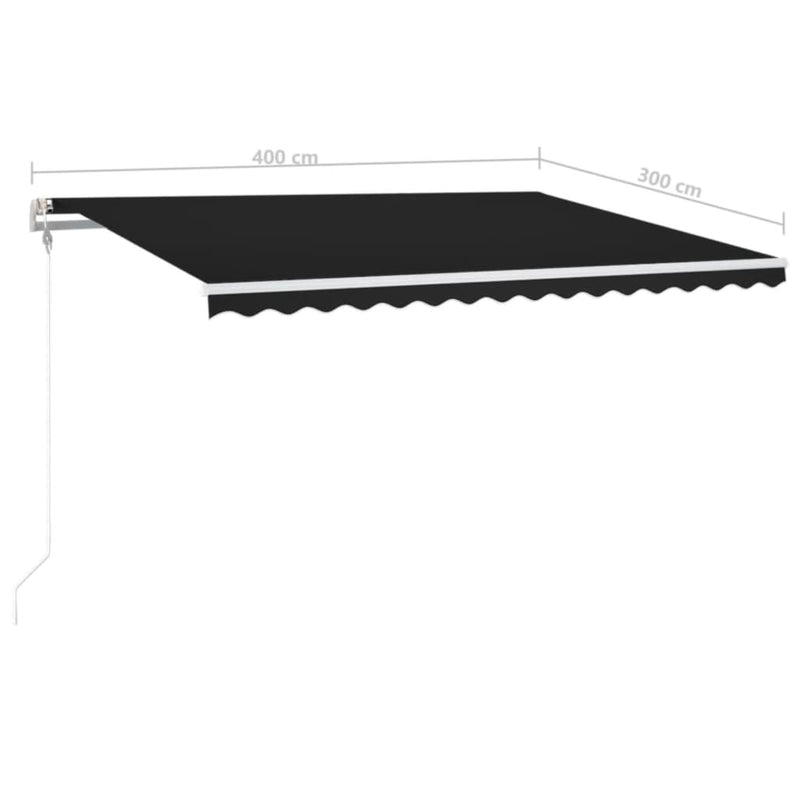 vidaXL antracitszürke szélérzékelős és LED-es napellenző 400x300 cm