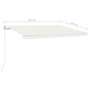 vidaXL krémszínű kézzel kihúzható LED-es napellenző 450 x 300 cm