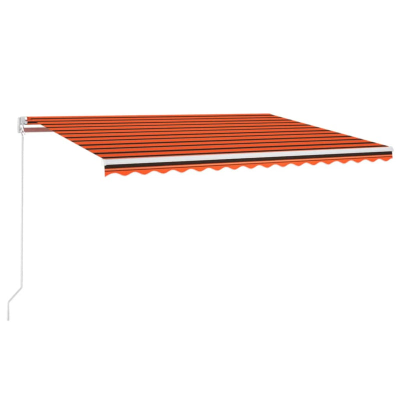 vidaXL narancs és barna kézzel kihúzható LED-es napellenző 450x300 cm