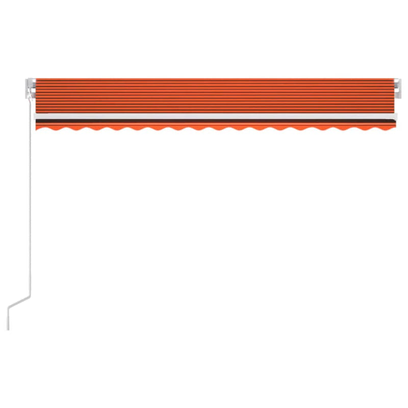 vidaXL narancs és barna kézzel kihúzható LED-es napellenző 450x300 cm
