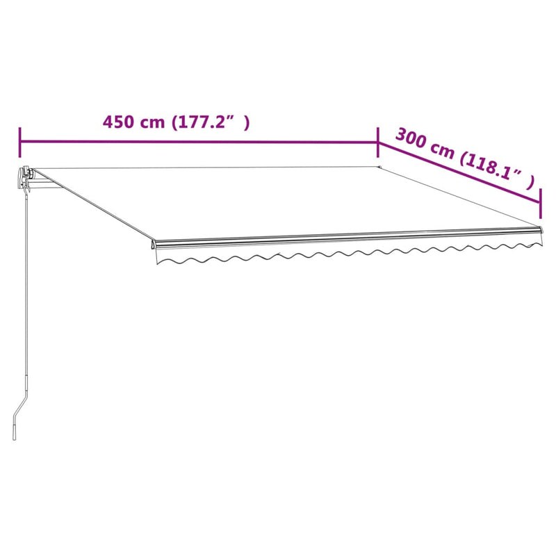 vidaXL sárga és fehér automata napellenző 450 x 300 cm
