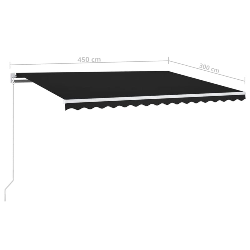 vidaXL antracitszürke szélérzékelős és LED-es napellenző 450 x 300 cm